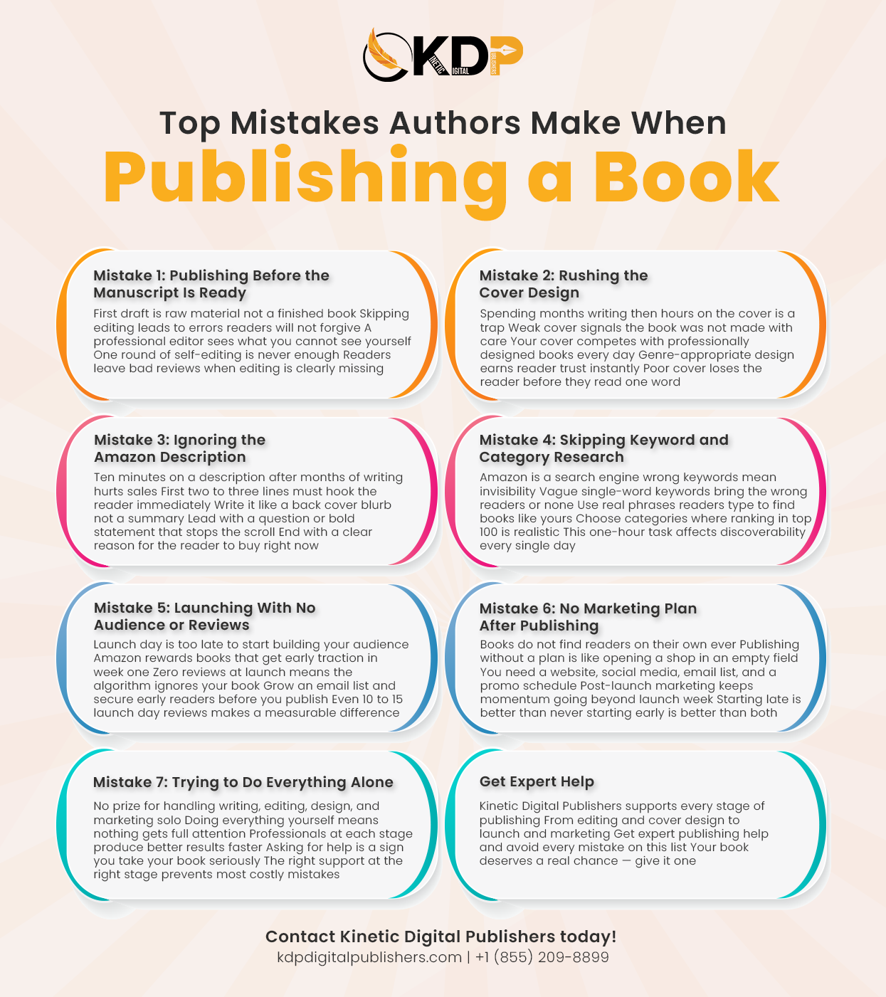 First-time author learning about top mistakes authors make when self publishing a book