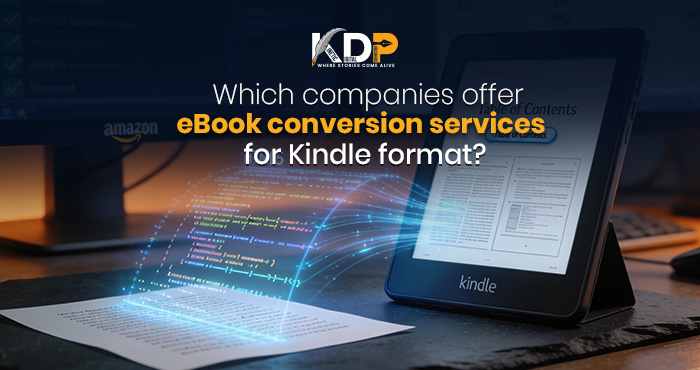Professional eBook conversion services for Kindle format, showing clean Kindle formatting for self-published authors